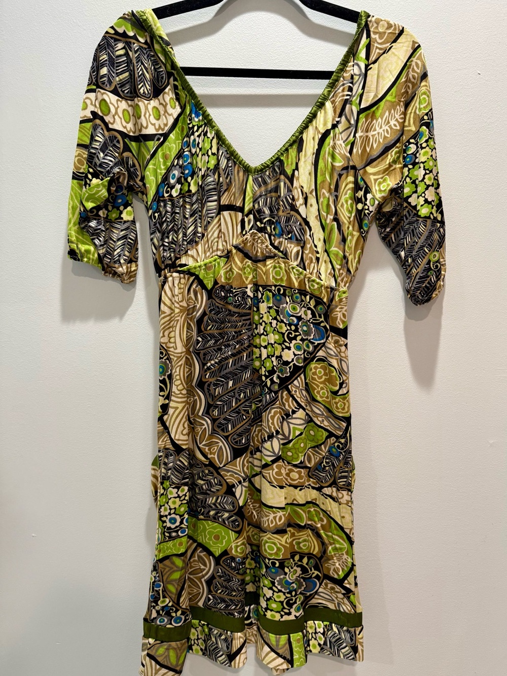 NWOT Hale Bob Paris Los Angeles Silk Blend Patchwork Print Mini Dress Size S